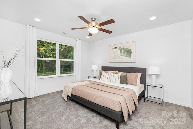 4474 Pebblebrook Cir SW, Concord, NC 28027 - bedroom with carpet flooring, recessed lighting, and a ceiling fan