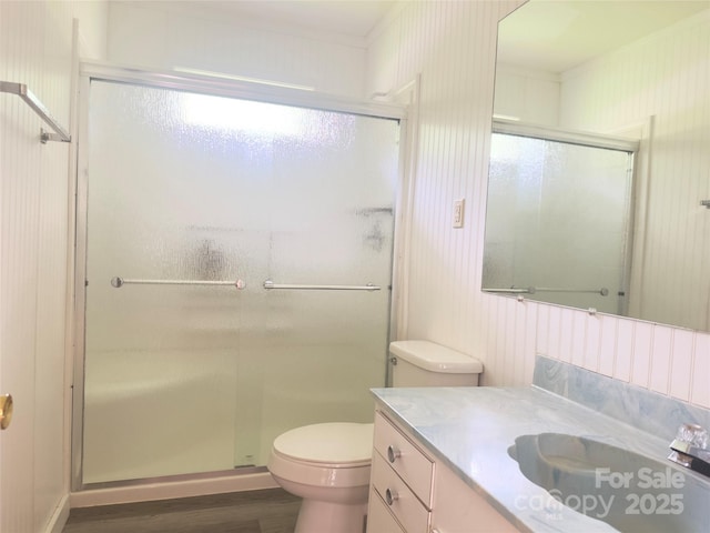 30 Cypress Rd, Marion, NC 28752 - full bath with vanity, a shower stall, and wood finished floors