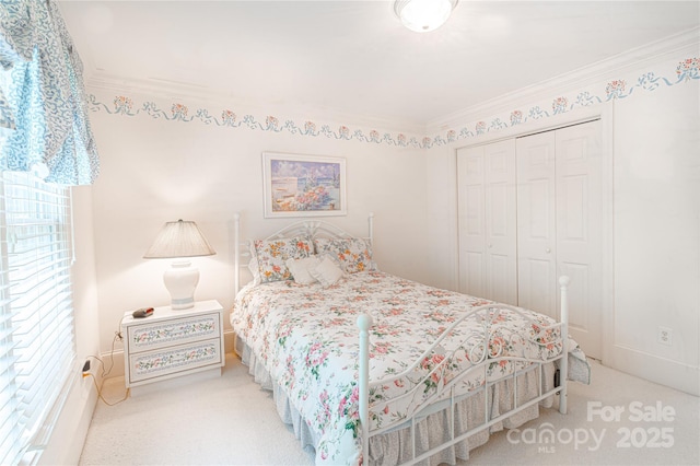 10405 Lady Grace Ln, Charlotte, NC 28270 - bedroom with carpet, a closet, and crown molding