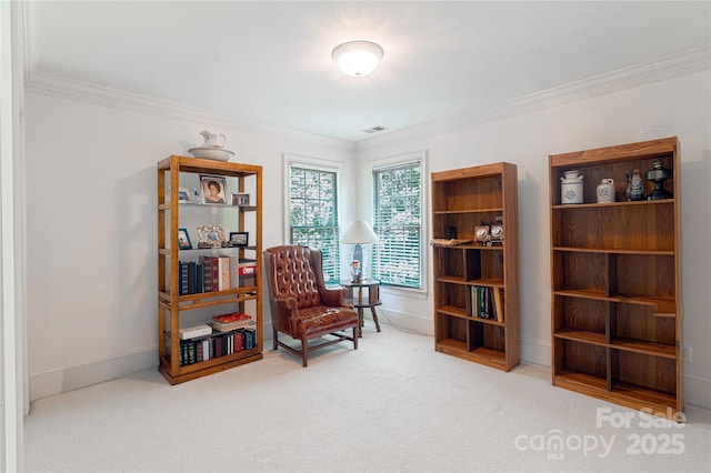 10405 Lady Grace Ln, Charlotte, NC 28270 - living area with ornamental molding and carpet flooring