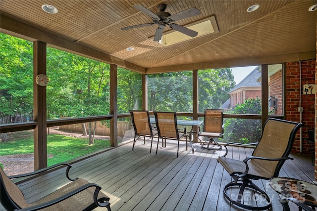 10405 Lady Grace Ln, Charlotte, NC 28270 - sunroom / solarium featuring a ceiling fan and outdoor dining area