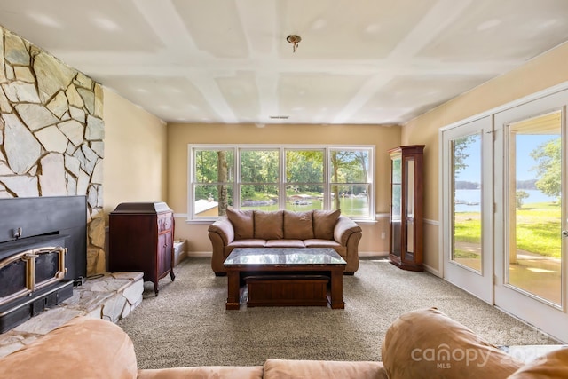 698 Normandy Rd, Mooresville, NC 28117 - living area with carpet flooring and a water view