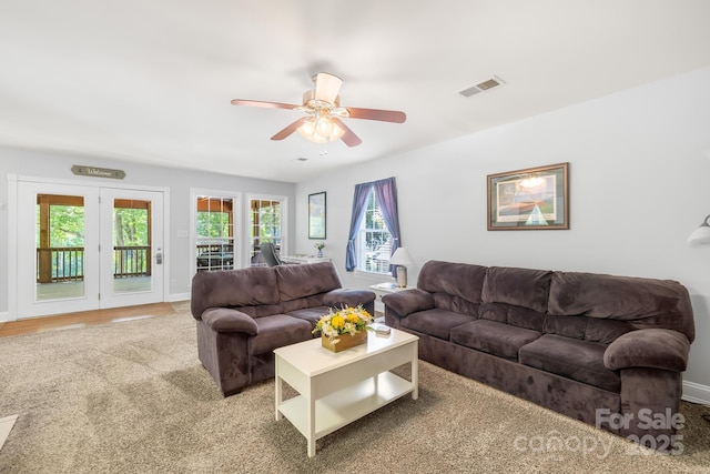 698 Normandy Rd, Mooresville, NC 28117 - carpeted living room featuring a ceiling fan and baseboards