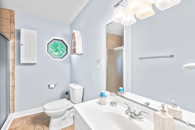 698 Normandy Rd, Mooresville, NC 28117 - bathroom with vanity, a shower stall, and tile patterned floors