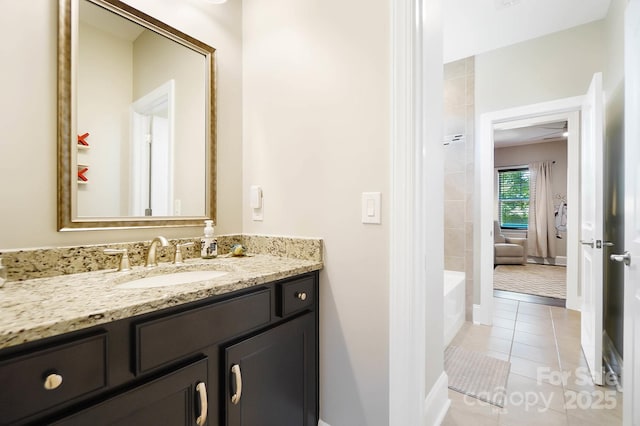 101 Cross Current Ln, Belmont, NC 28012 - bathroom with vanity, tile patterned floors, and shower / tub combination
