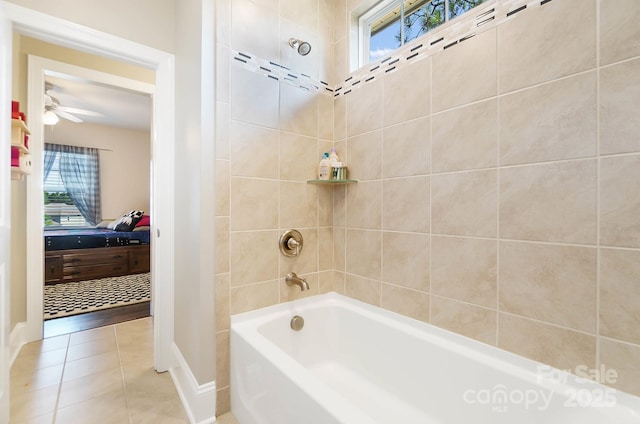 101 Cross Current Ln, Belmont, NC 28012 - full bathroom featuring shower / tub combination, tile patterned floors, ensuite bathroom, and a ceiling fan