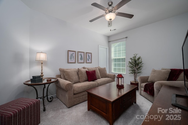 658 Gardenbrook Trl, Belmont, NC 28012 - living room featuring light carpet and a ceiling fan