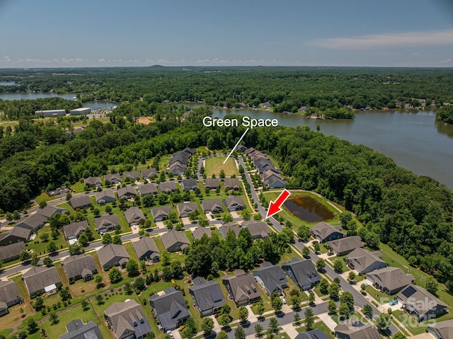 658 Gardenbrook Trl, Belmont, NC 28012 - aerial perspective of suburban area with a heavily wooded area and a large body of water