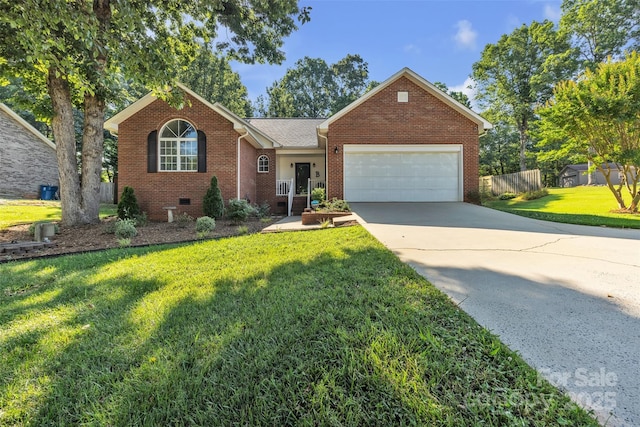 5476 Twelve Oak Ln, Conover, NC 28613 - view of front of house with brick siding, an attached garage, and concrete driveway