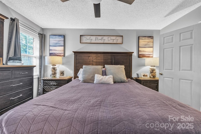 5476 Twelve Oak Ln, Conover, NC 28613 - bedroom featuring a textured ceiling and a ceiling fan