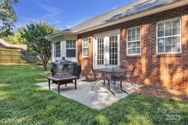 5476 Twelve Oak Ln, Conover, NC 28613 - view of patio with grilling area and a fire pit