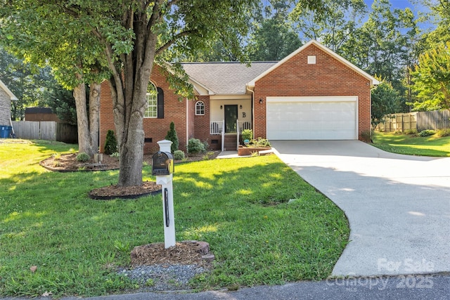 5476 Twelve Oak Ln, Conover, NC 28613 - view of front of house featuring a garage, brick siding, and concrete driveway