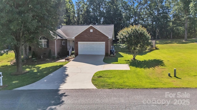 5476 Twelve Oak Ln, Conover, NC 28613 - view of front of property featuring brick siding, driveway, a front lawn, and a garage