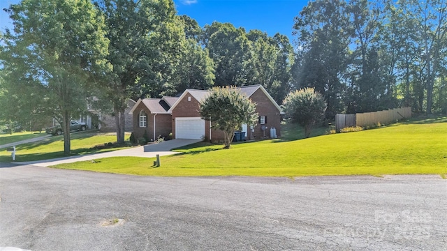 5476 Twelve Oak Ln, Conover, NC 28613 - view of property hidden behind natural elements featuring concrete driveway, an attached garage, and brick siding