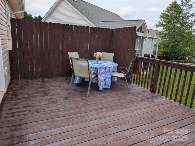 1764 Pipers Ridge Cir NW, Conover, NC 28613 - wooden deck with outdoor dining area