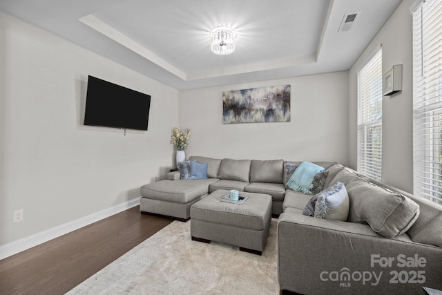 241 Boxelder Rd, Clover, SC 29710 - living area with wood finished floors and a tray ceiling