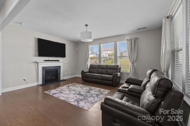 241 Boxelder Rd, Clover, SC 29710 - living room featuring wood finished floors and a fireplace with flush hearth