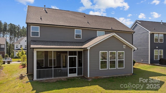 241 Boxelder Rd, Clover, SC 29710 - back of property featuring a sunroom, a yard, and roof with shingles