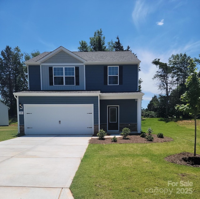 1048 Russell Dr, Winston Salem, NC 27127 - view of front facade with an attached garage, concrete driveway, and a front lawn
