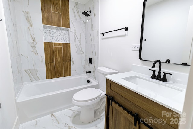 132 Kennedy Ave, Kannapolis, NC 28083 - full bath featuring vanity, shower / bathtub combination, and marble finish floors