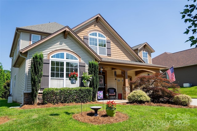 1156 Mckee Farm Ln, Belmont, NC 28012 - craftsman inspired home with a front yard and stone siding