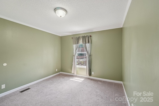 1069 Heather Glen Dr, Catawba, NC 28609 - empty room with a textured ceiling, ornamental molding, and carpet floors