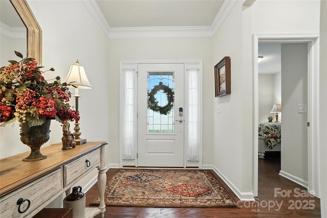 10120 Berkeley Castle Dr, Charlotte, NC 28273 - foyer entrance with dark wood finished floors and crown molding