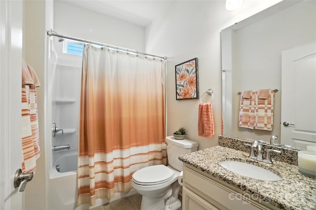 10120 Berkeley Castle Dr, Charlotte, NC 28273 - bathroom with vanity, shower / bath combo, and tile patterned flooring