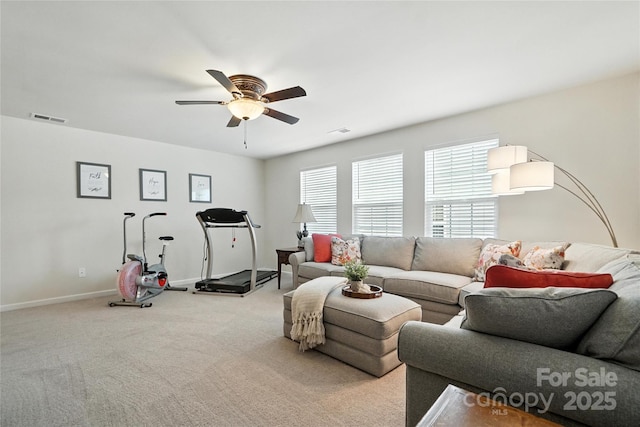 10120 Berkeley Castle Dr, Charlotte, NC 28273 - carpeted living area with ceiling fan and baseboards