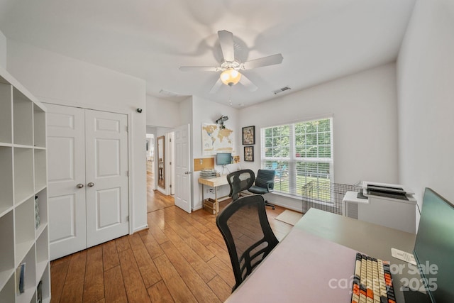 137 Branchview Dr, Mooresville, NC 28115 - office space with a ceiling fan and wood finished floors