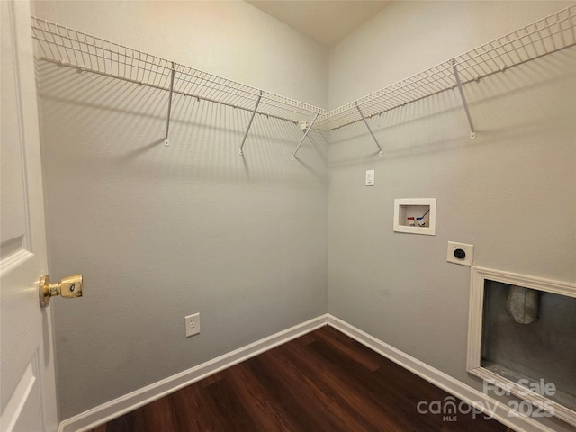 7315 Fig Ln, Charlotte, NC 28215 - laundry room with hookup for a washing machine, dark wood-type flooring, and electric dryer hookup