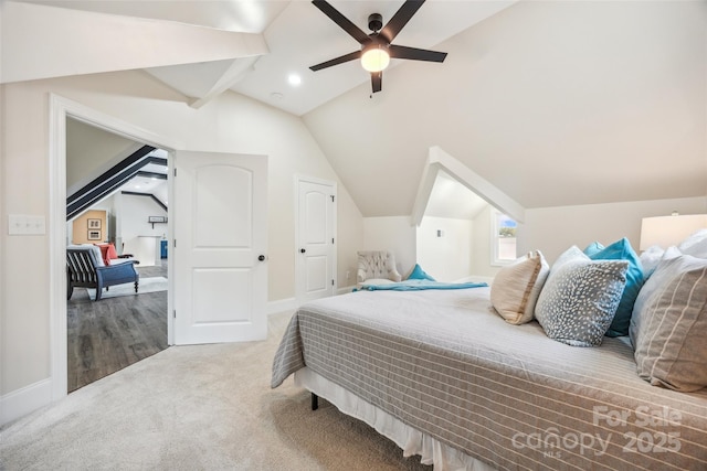 5985 Natoma Rd, Clover, SC 29710 - carpeted bedroom featuring lofted ceiling and a ceiling fan