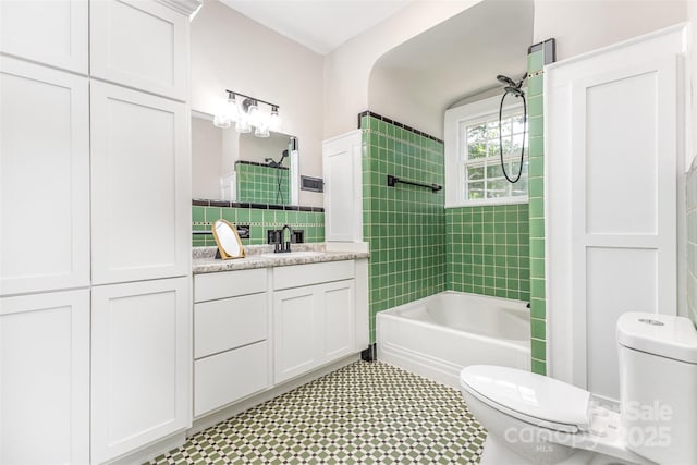 309 E Main St, Lattimore, NC 28089 - full bath featuring vanity, tile patterned floors, and shower / washtub combination