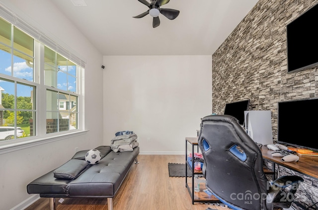 5580 Soft Shell Dr, Lancaster, SC 29720 - home office with wood finished floors and ceiling fan