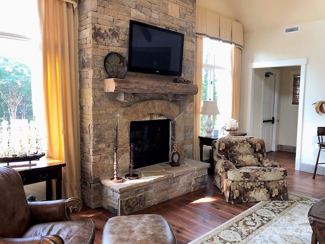 3022 Trace Meadow Ct, York, SC 29745 - living area with wood finished floors and a fireplace