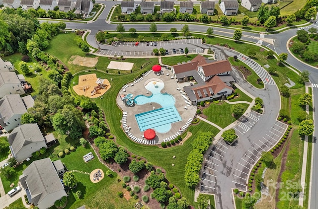 7079 Waterwheel St SW, Concord, NC 28025 - aerial perspective of suburban area featuring a pool