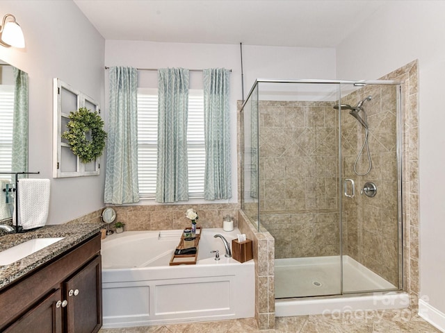 2005 Arbor Hills Dr, Indian Trail, NC 28079 - bathroom with a shower stall, a garden tub, and vanity