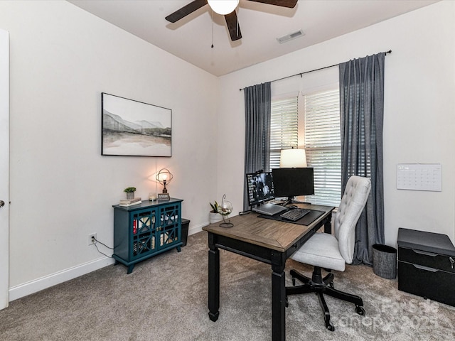 2005 Arbor Hills Dr, Indian Trail, NC 28079 - carpeted home office featuring ceiling fan and baseboards