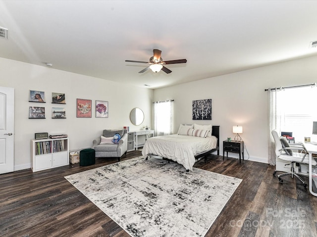 2005 Arbor Hills Dr, Indian Trail, NC 28079 - bedroom featuring dark wood-type flooring, a desk, and a ceiling fan