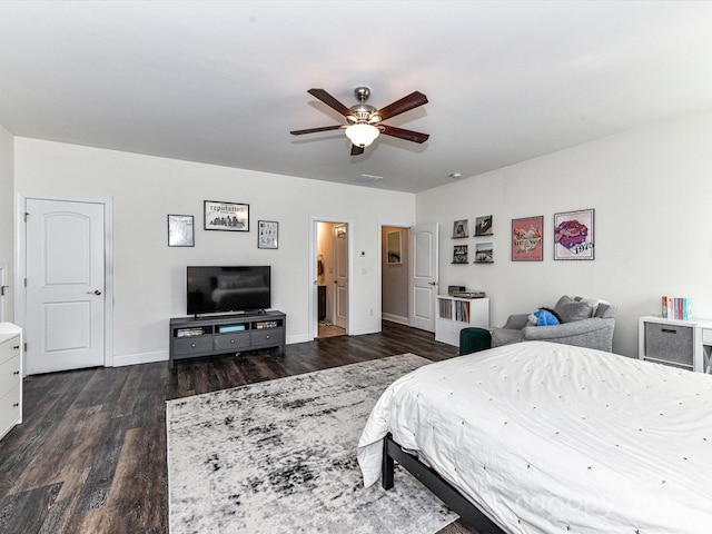 2005 Arbor Hills Dr, Indian Trail, NC 28079 - bedroom featuring dark wood-style floors and ceiling fan