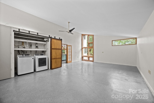 27 Rosebud Ln, Fairview, NC 28730 - garage with separate washer and dryer and a ceiling fan