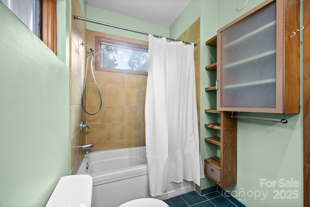 27 Rosebud Ln, Fairview, NC 28730 - full bathroom featuring shower / bathtub combination with curtain and tile patterned flooring