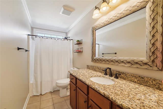 1237 Saint Johns Ave, Matthews, NC 28104 - full bath with vanity, ornamental molding, and tile patterned floors
