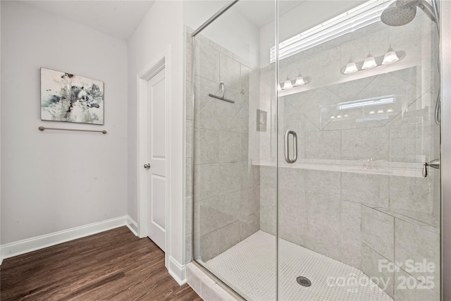 1009 Kemp Rd, Indian Trail, NC 28079 - bathroom with wood finished floors and a shower stall