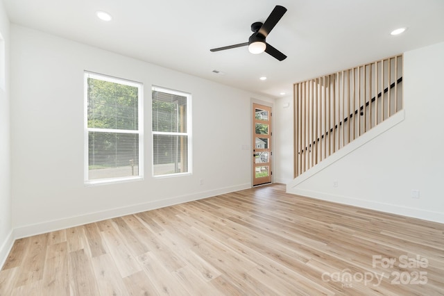 177 Georgia St SW, Concord, NC 28025 - spare room featuring light wood-style flooring, recessed lighting, and ceiling fan