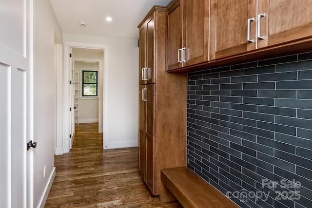 120 Gashes Creek Rd, Asheville, NC 28805 - mudroom featuring dark wood-type flooring and recessed lighting