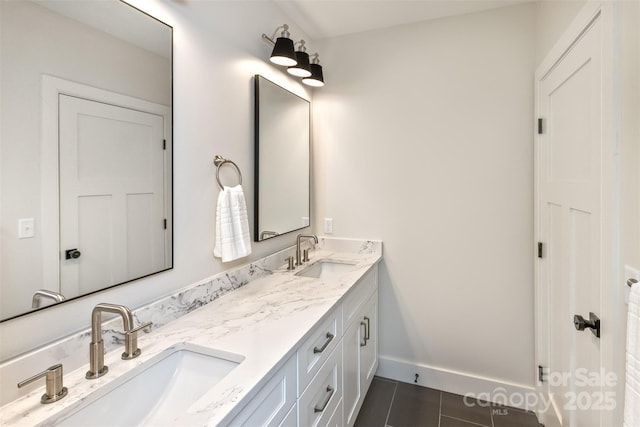 120 Gashes Creek Rd, Asheville, NC 28805 - bathroom with tile patterned flooring and double vanity