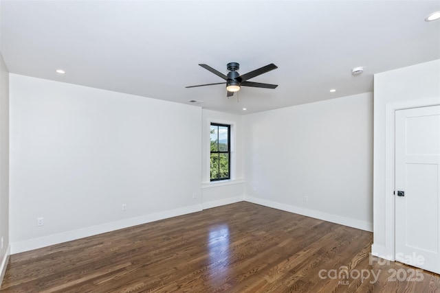 120 Gashes Creek Rd, Asheville, NC 28805 - spare room with a ceiling fan, dark wood-style floors, recessed lighting, and a smoke detector