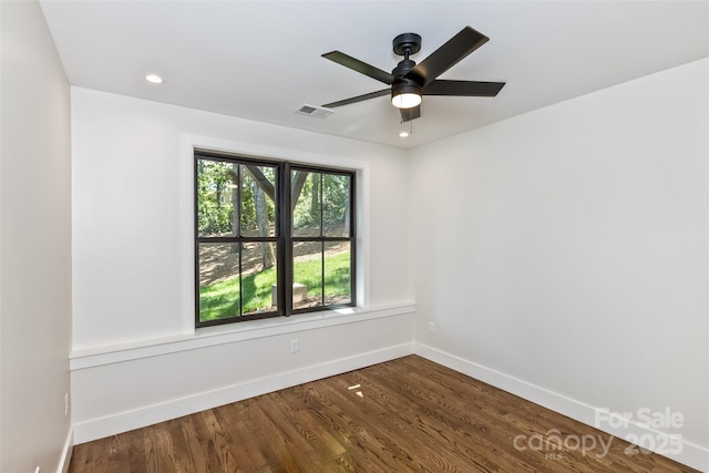 120 Gashes Creek Rd, Asheville, NC 28805 - empty room featuring dark wood-style flooring, a ceiling fan, and recessed lighting