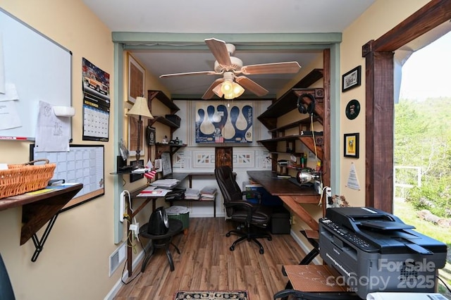 2668 Reedy Branch Rd, Purlear, NC 28665 - office space with wood finished floors and a ceiling fan